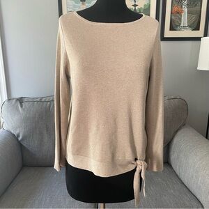 Chico's Sparkle Taupe Lightweight Sweater Side Tie Boatneck Size 1 (Small)